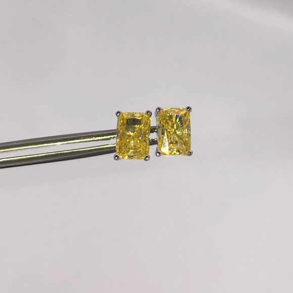 1ct Canary Radiant Earrings - Picture 7 of 12